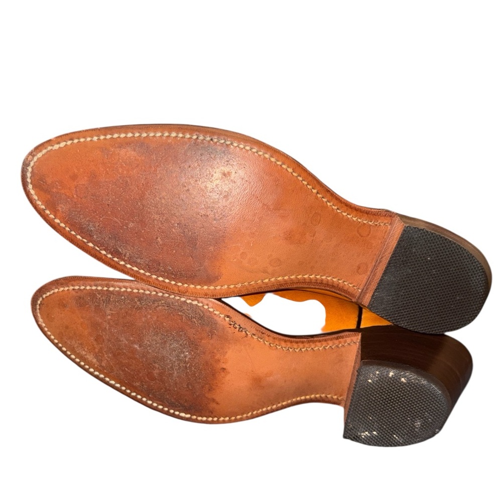 Frye Women's Leather Vintage Western Heeled Cowgirl Boots In Orange/Butterscotch - Picture 6 of 9